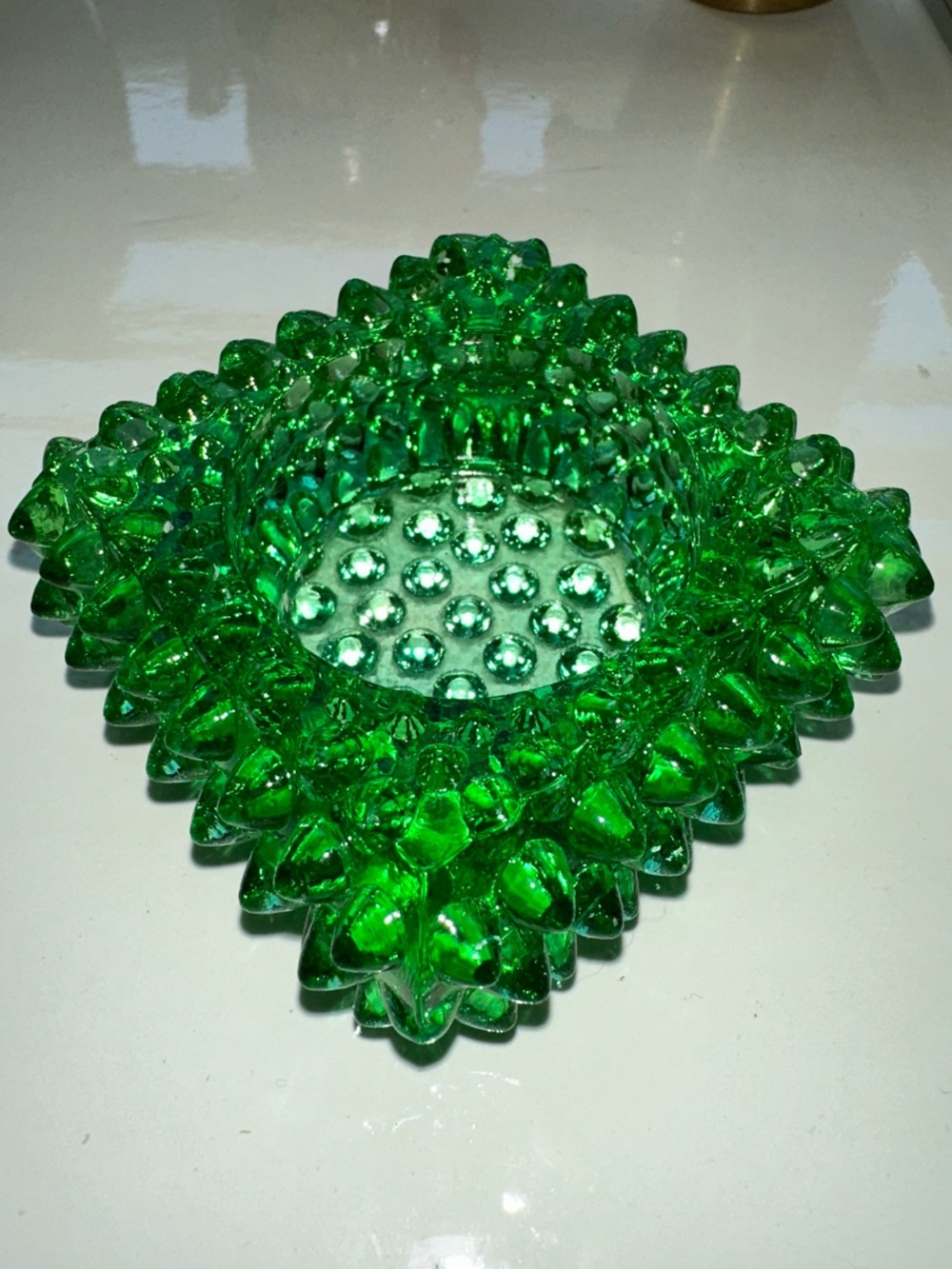 Vintage Green Fenton Hobnail Trinket Dish/Votive Holder